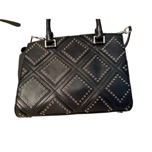 Michael Kors Diamond Grommet Selma Satchel Black Leather Handbag With Handles - Picture 5 of 12